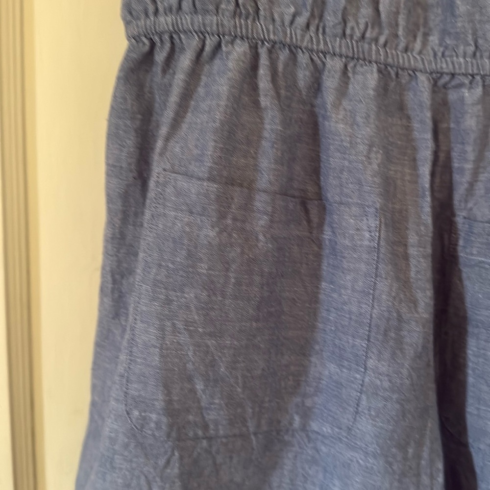 100% Cotton LOFT Denim Blue Romper Shorts - Picture 9 of 12